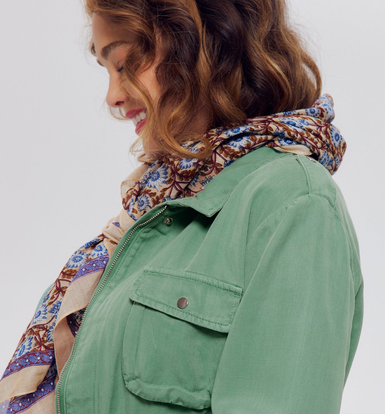 Veste saharienne en toile - Turquoise
