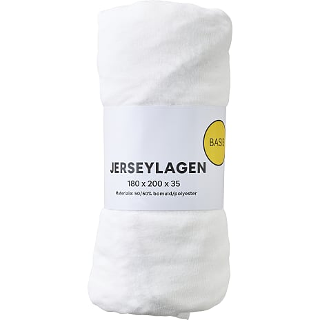 BASIS jersey stræklagen 180x200x35 cm - hvid