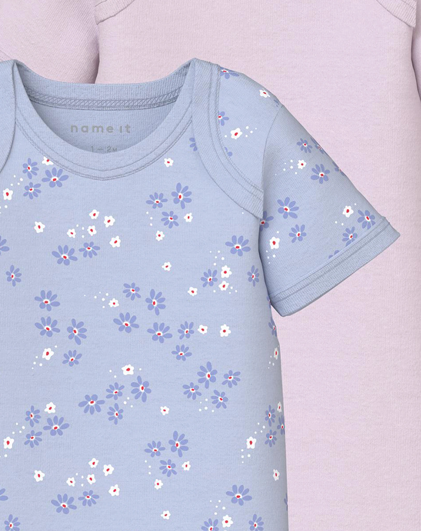Kurzarm-Body NBFBODY FLOWER 2er Pack in blau/rosa