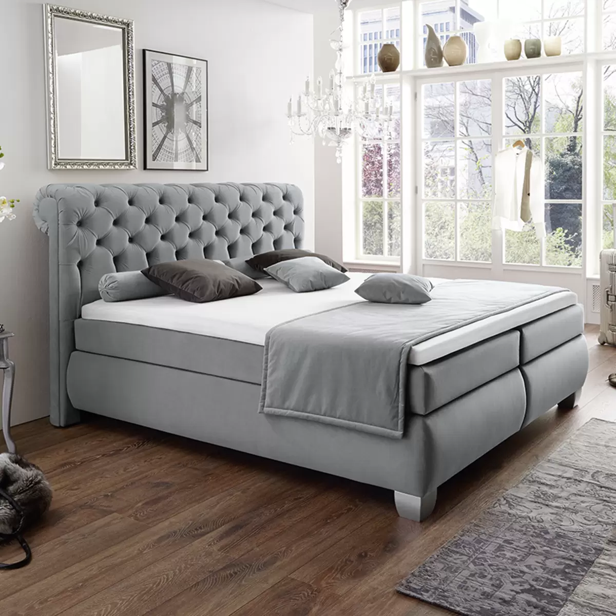 Boxspringbett Cazis 180 x 200 Grau