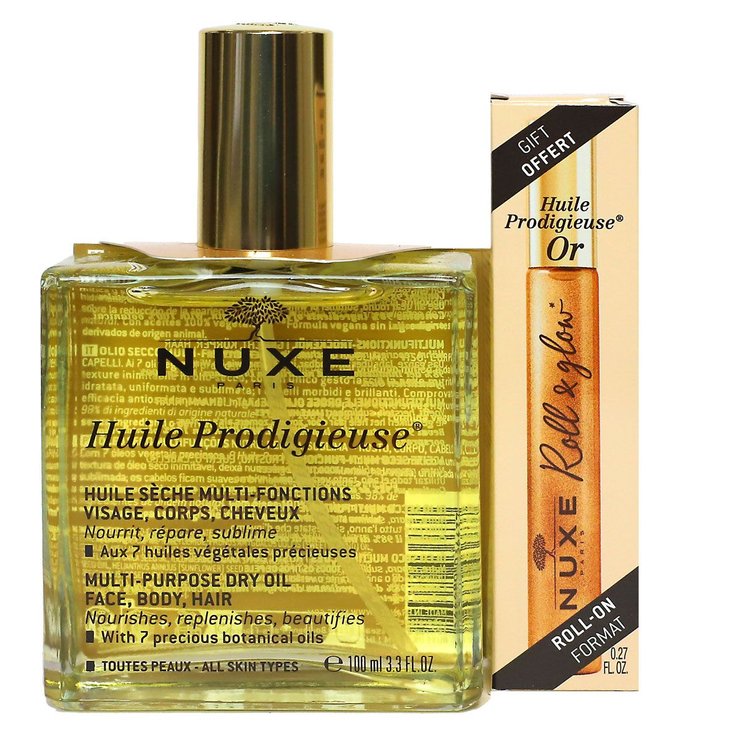 Huile prodigieuse huile sèche multi-fonctions 100ml et Roll Glow huile or 8ml offerte