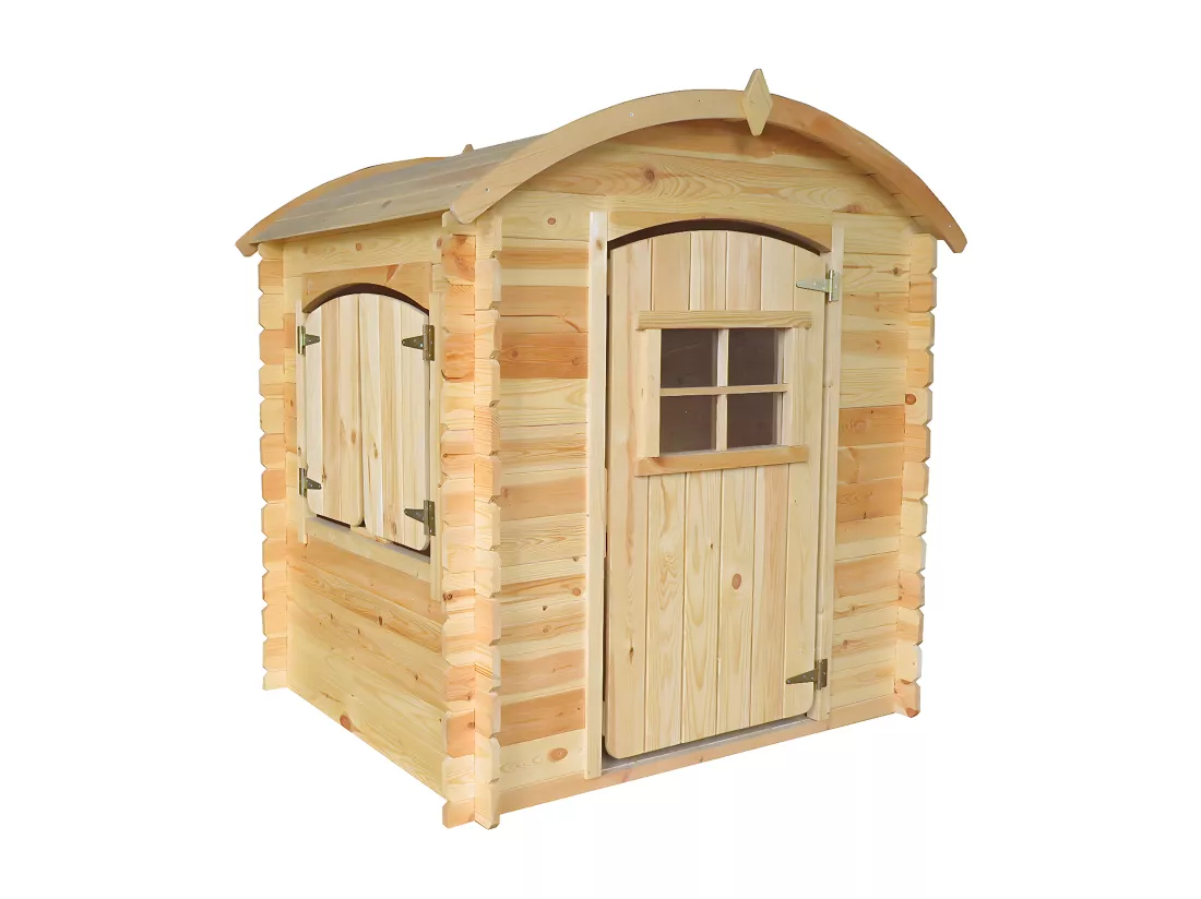 Maison en bois pour enfants AVEC PLANCHER- 112x146xH145cm/1.1m2 - Timbela M505