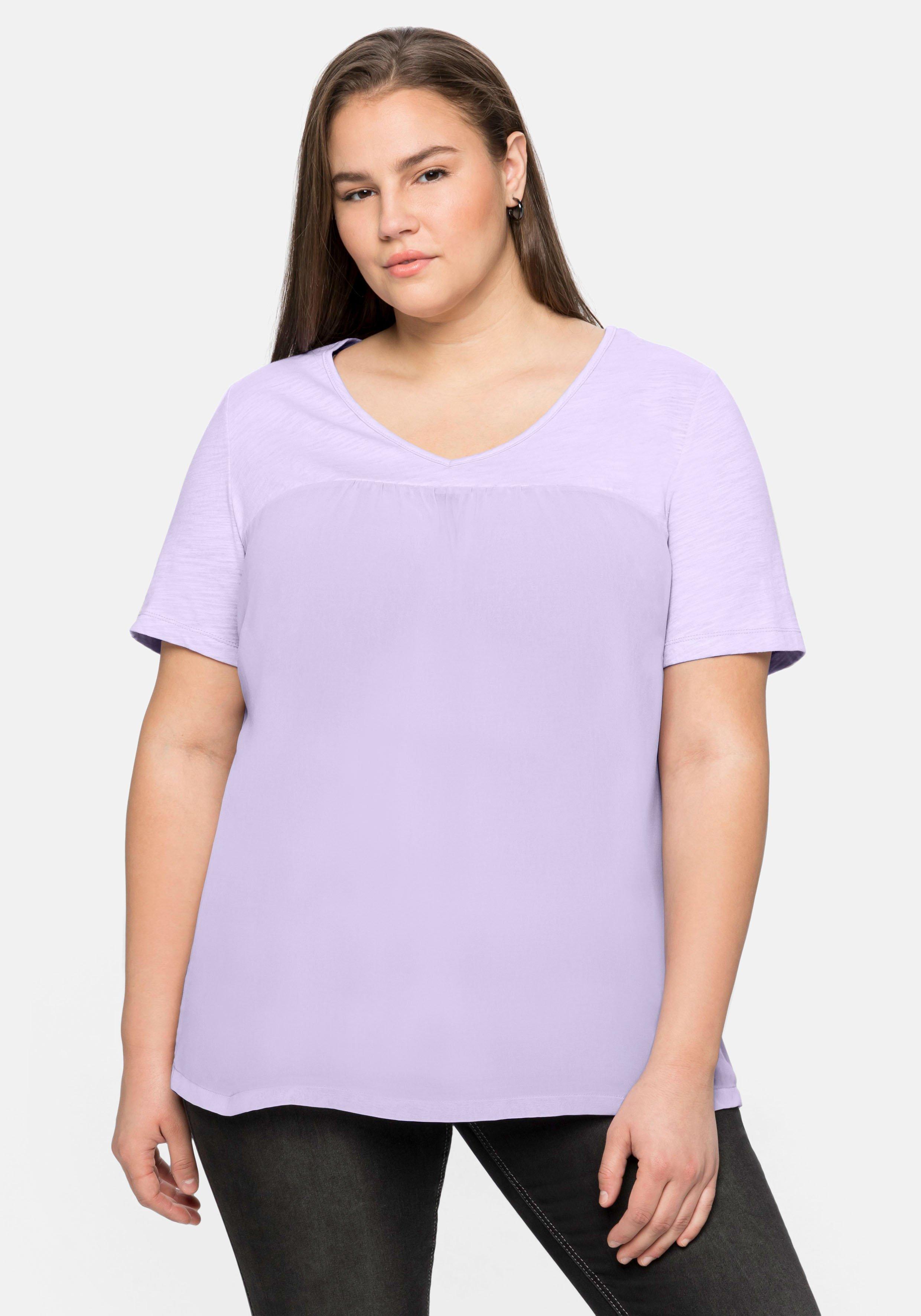 Shirt im Materialmix, in A-Linie