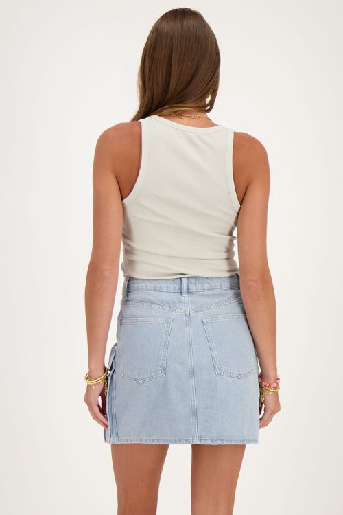 Lichtgrijze tanktop met rib structuur