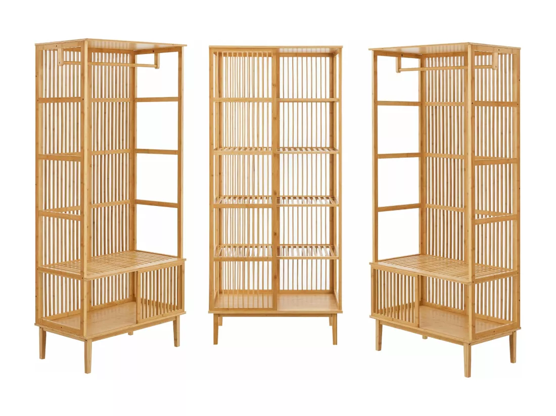 Ensemble de 2 portants bambou marron 240 x 45 x 185 cm 03_0008165