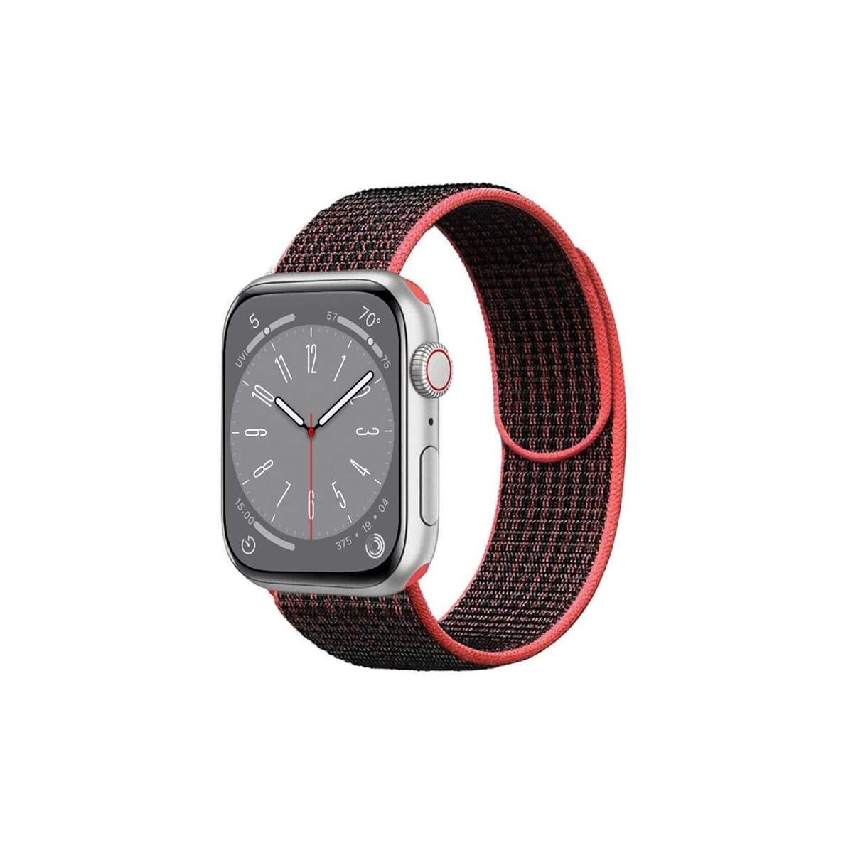 Nylon klokkerem Apple Watch 9 (41mm) - Blackred