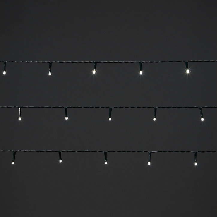 Guirlande lumineuse LED intérieure et extérieure blanc froid câble vert 8 fonctions 24,2 m
