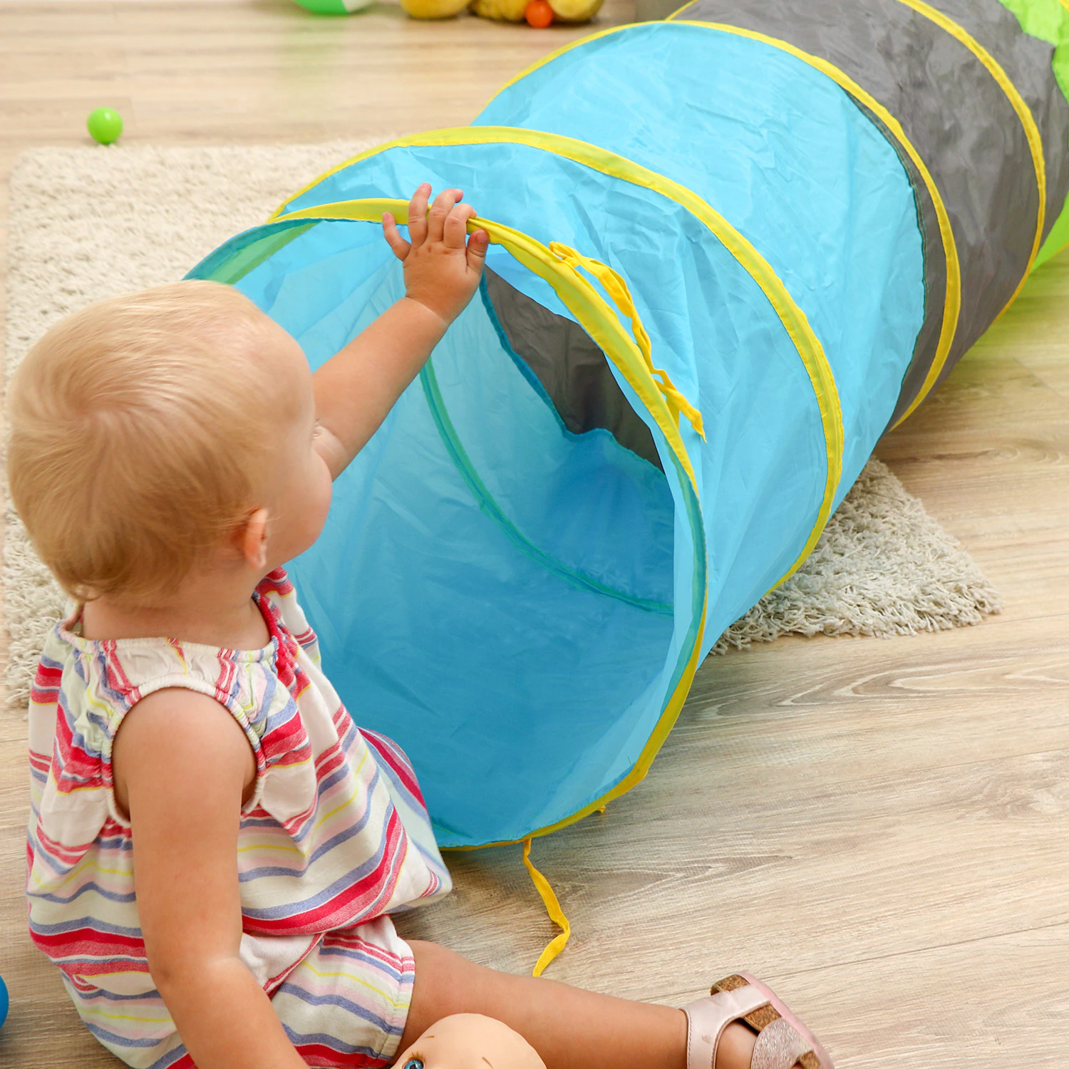 Spieltunnel 180x46cm Kriechtunnel Baby Krabbeltunnel Zelt Tunnel Bunt