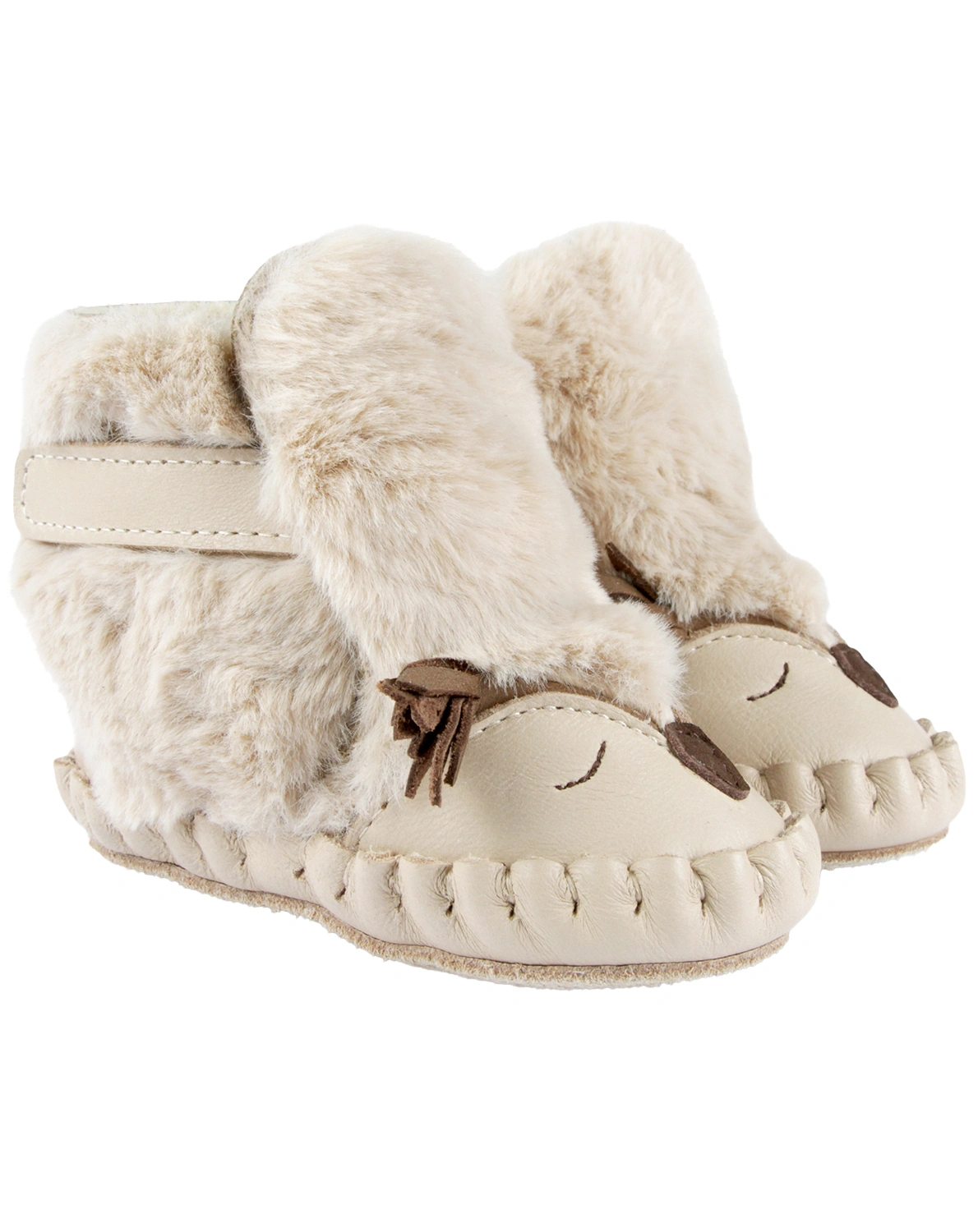 Krabbelschuhe KAPI EXCLUSIVE - OWL gefüttert in light beige