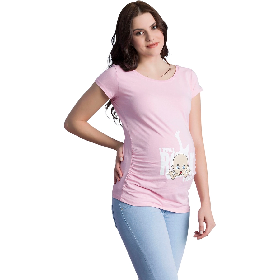 M.M.C. Umstandsshirt I Will Rock You mit Motiv Rosa