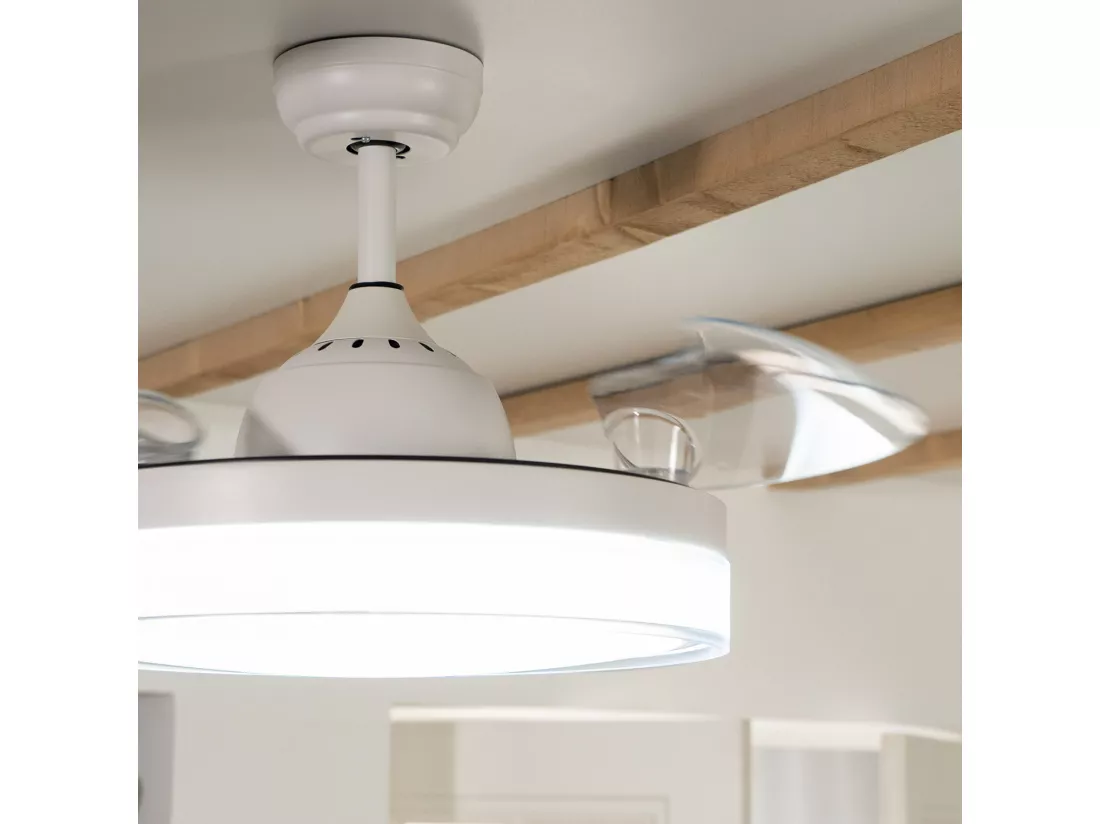 Ventilateur de Plafond Silencieux Caicos Blanc 106cm Moteur DC Blanc