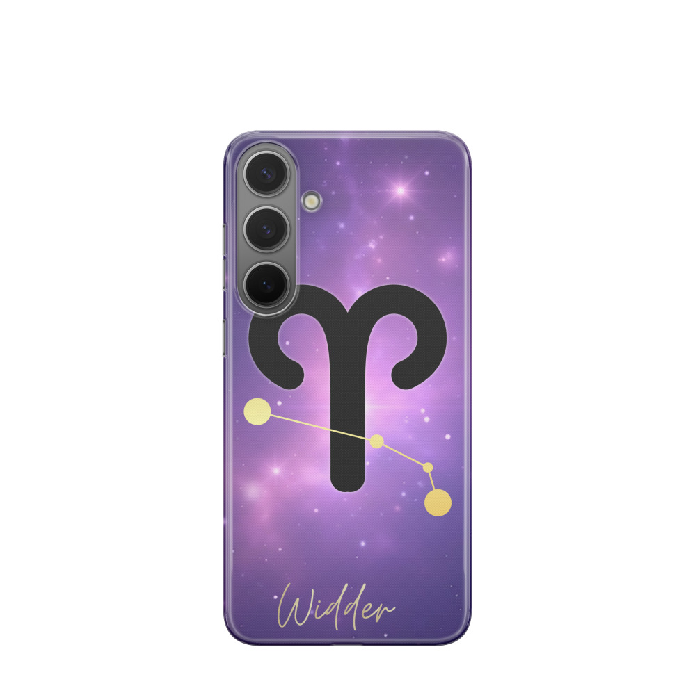 Samsung Galaxy S24 Plus Gummi Hülle Sternzeichen Widder 1 - Lila-Violett
