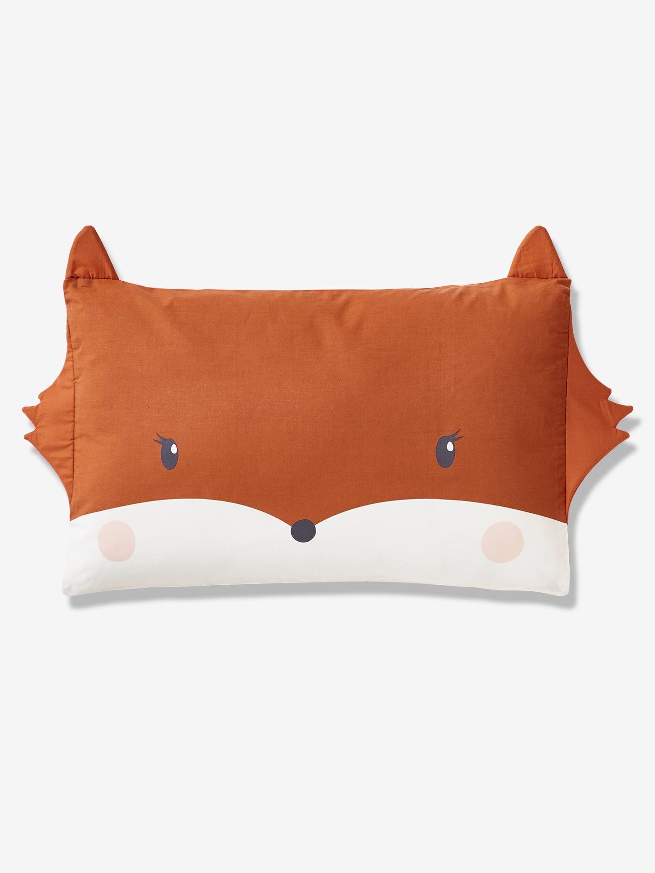 Fronha para travesseiro de bebê com estampa floral, laranja médio, lisa.