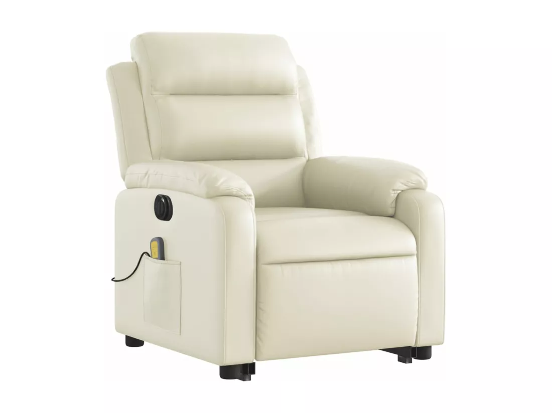 Fauteuil inclinable massant électrique crème similicuir