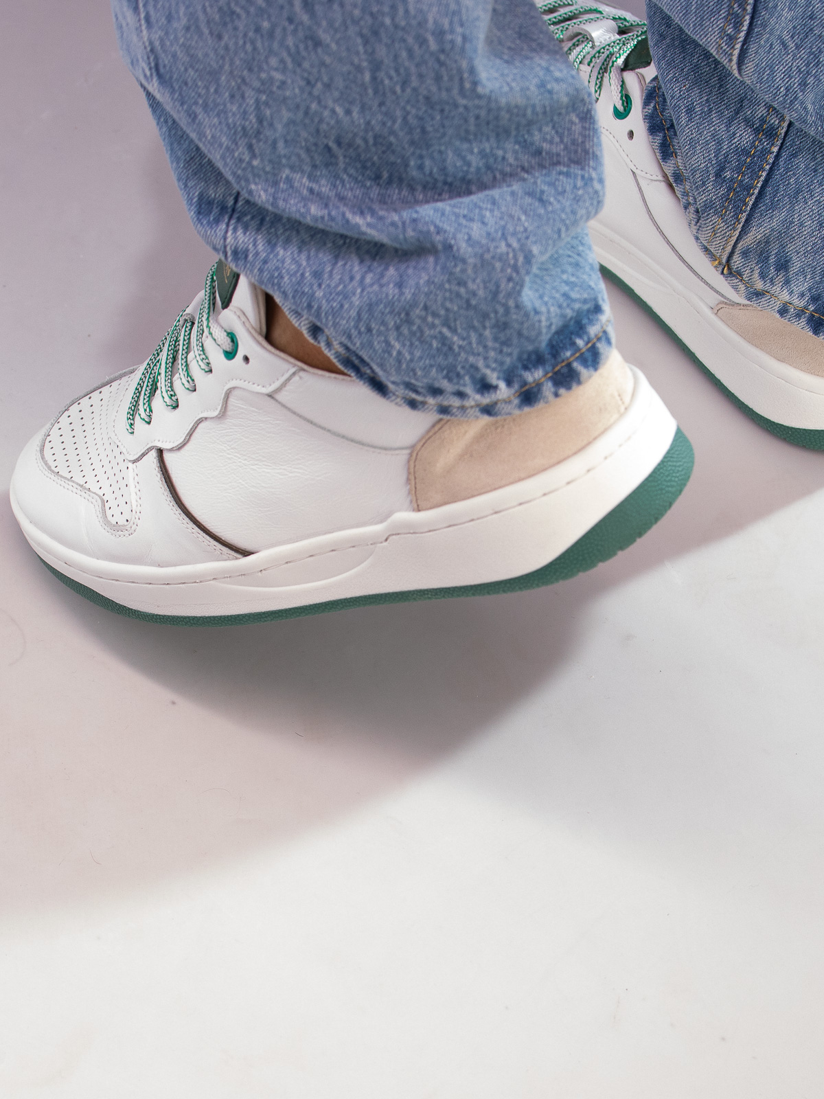 Gregers - Clay Leather White Green - Trapes Sko