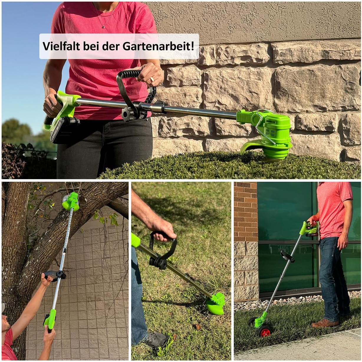 Rotorazer 8in1 Akku Gartengerät Rasentrimmer Set 22-TLG. – Rasenkantenschneider & Freischneider mit 1 Akku, Verstellbarer Schnitttiefe, 7 Präzisionsklingen, Teleskopstange, Gartenpflege