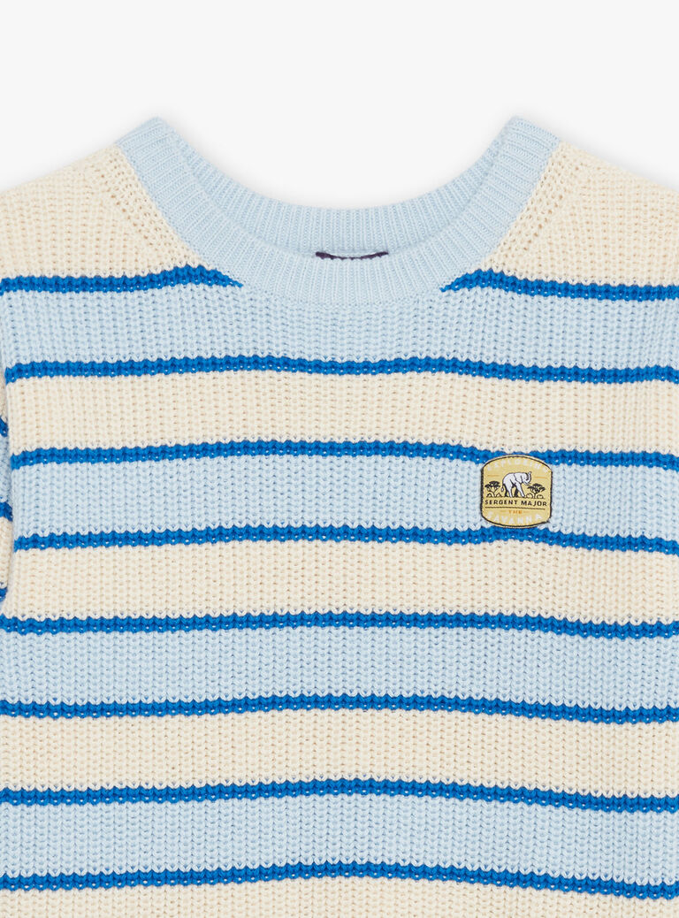 Pull à rayures bleu et vanille
