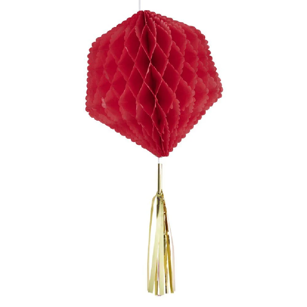 Suspension en papier rose de forme géométrique x 3