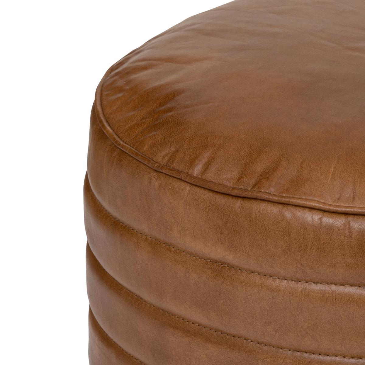 POUF GAJ CUIR CARAMEL