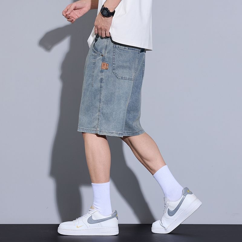 Denimic - Bermudashorts met gewassen denim en gemiddelde taille