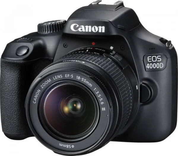 Canon EOS 4000D - Digitalkamera - SLR - 18.0 MP - APS-C - 1080p / 30 fps - 3x optisk zoom EF-S 18-55 mm DC III objektiv - Wi-Fi - sort