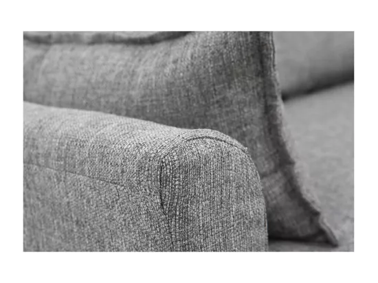 Canapé scandinave 2 places en tissu gris et bois clair KATE