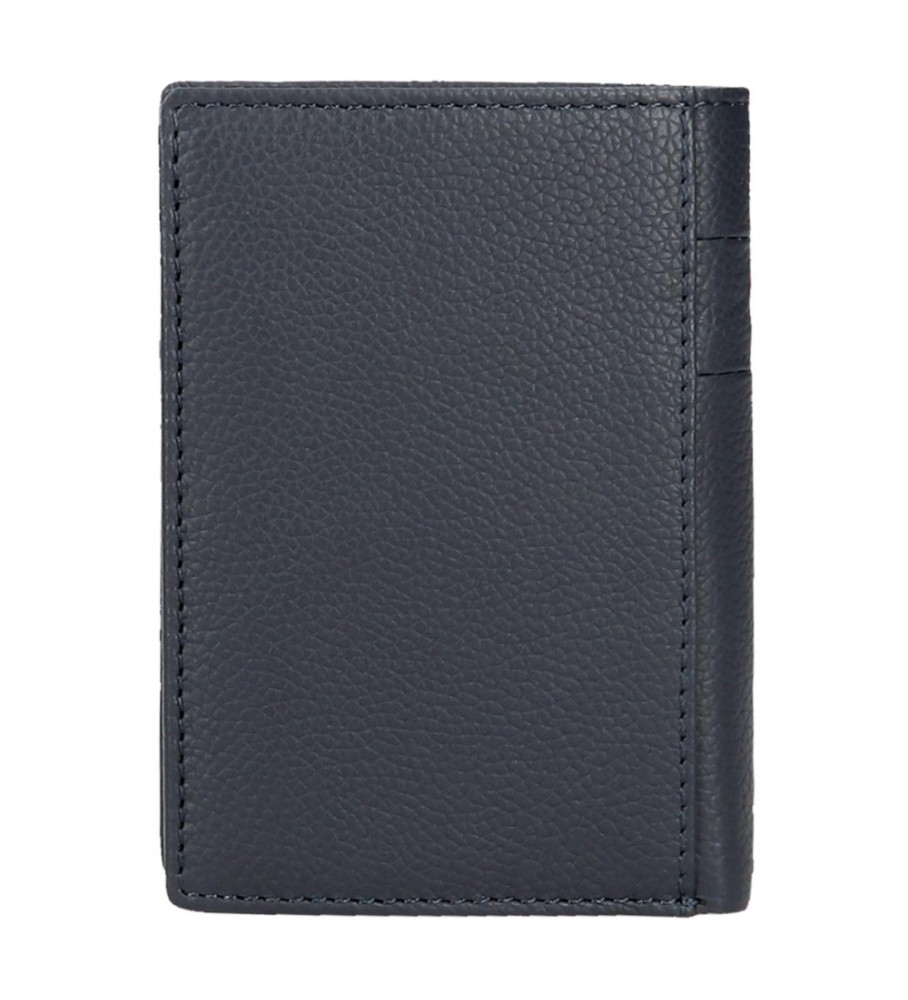 Carteira vertical Pepe Jeans Checkbox em couro com porta-moedas azul marinho