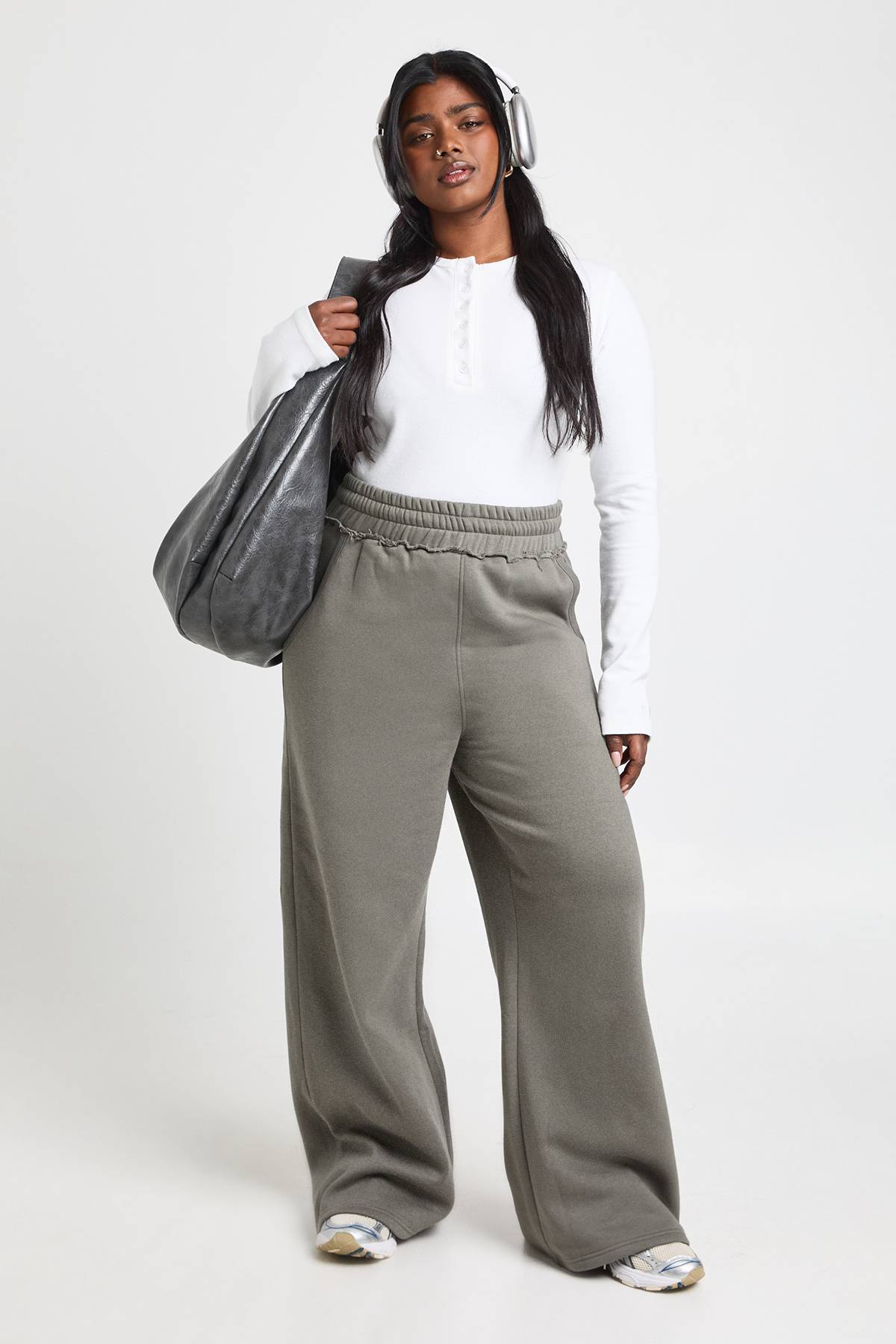 boohoo Jogging Grande Taille Jambes Larges à Ceinture Usée