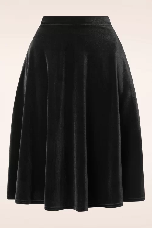 Vintage Chic for Topvintage Sheila swing rok in zwart fluweel