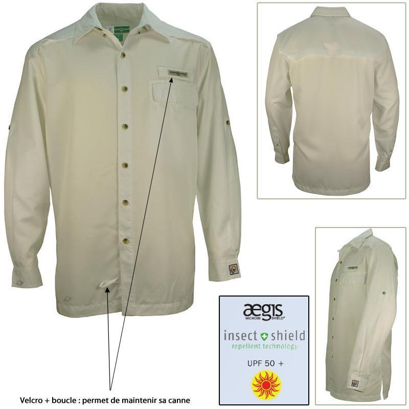 Chemise Manches Longues Homme Hook And Tackle Protection Insect Shield Beige