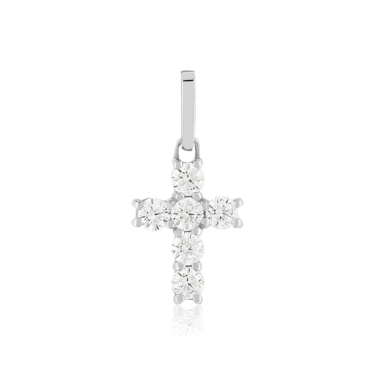 Pendentif or 375 blanc zirconias blancs croix