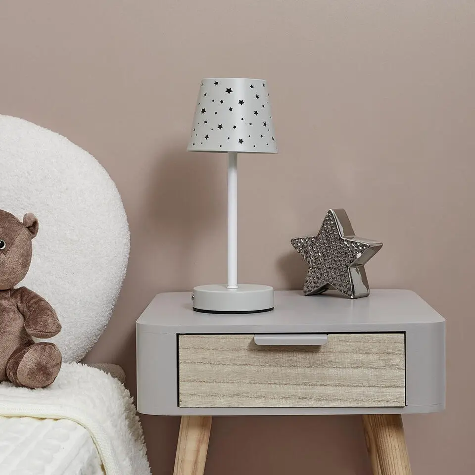 Home deco factory oplaadbare tafellamp - met usb - licht grijs
