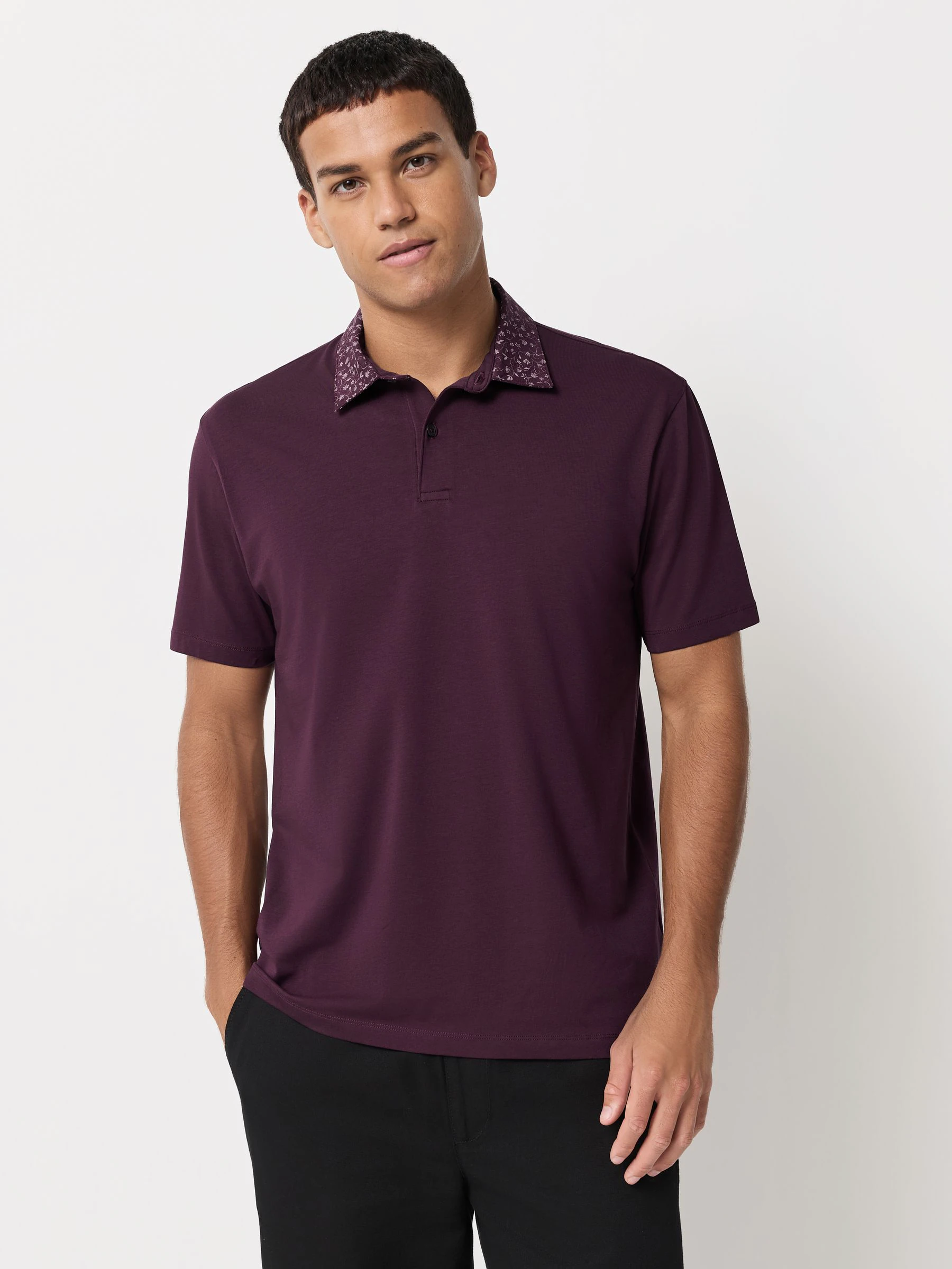 Kraag met bessenprint - Set van 3 jersey poloshirts met korte mouwen