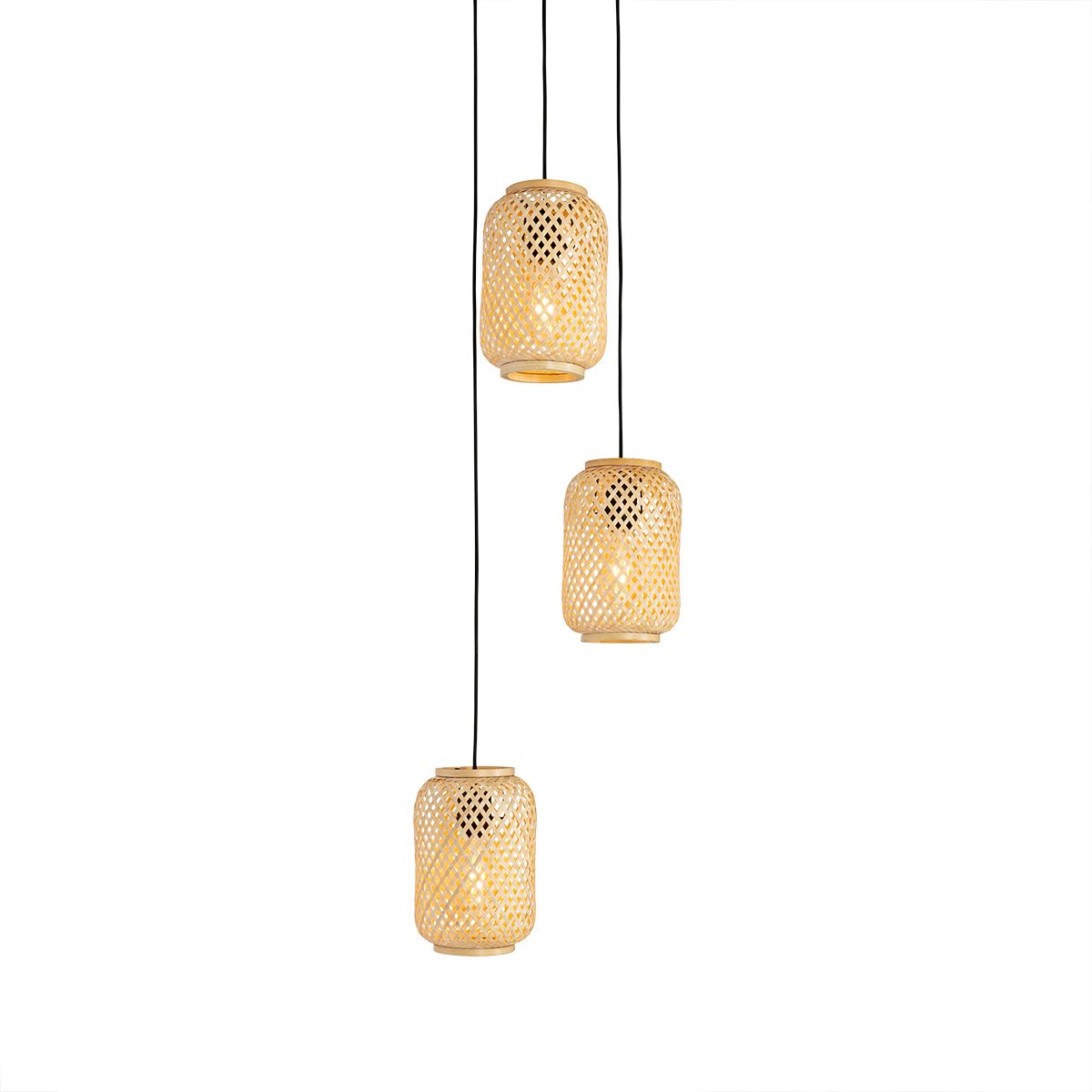 Oosterse hanglamp bamboe 3-lichts - Yvonne