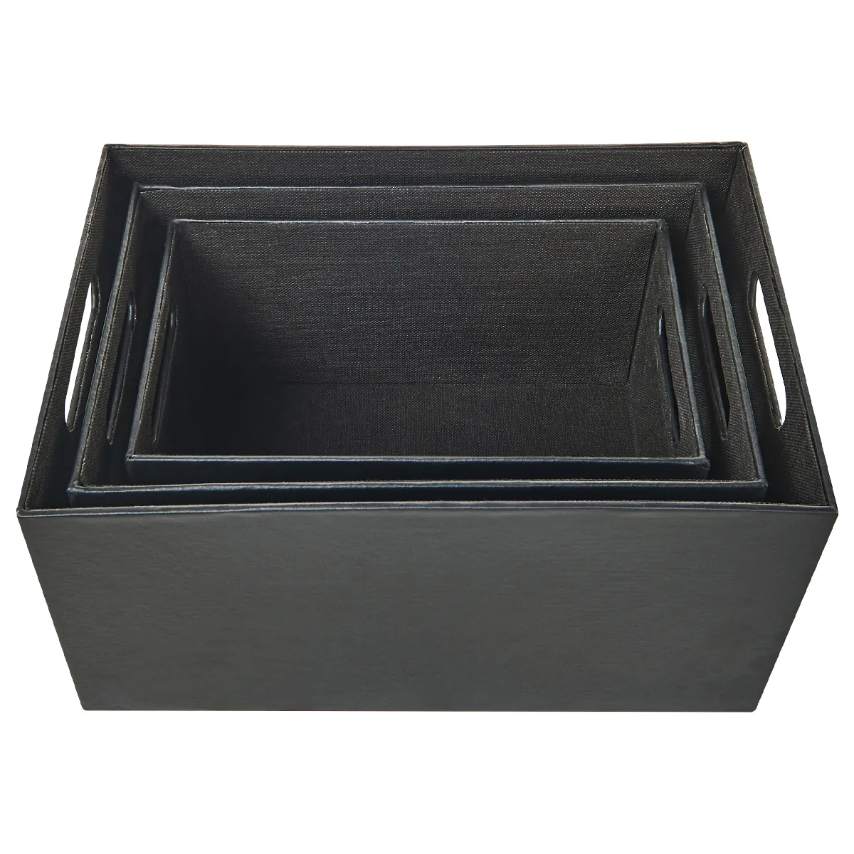 Beliani Larsa - Lot de 3 paniers en cuir PU gris