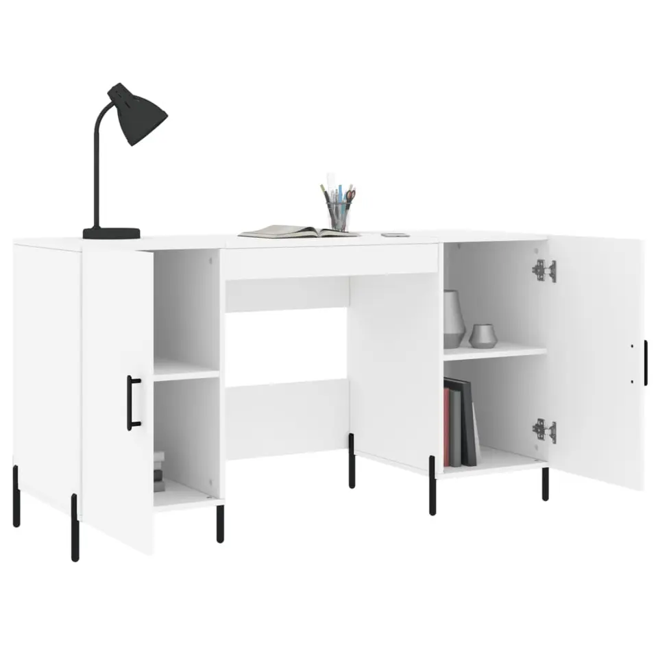 vidaXL - Bureau - Wit - Bewerkt hout