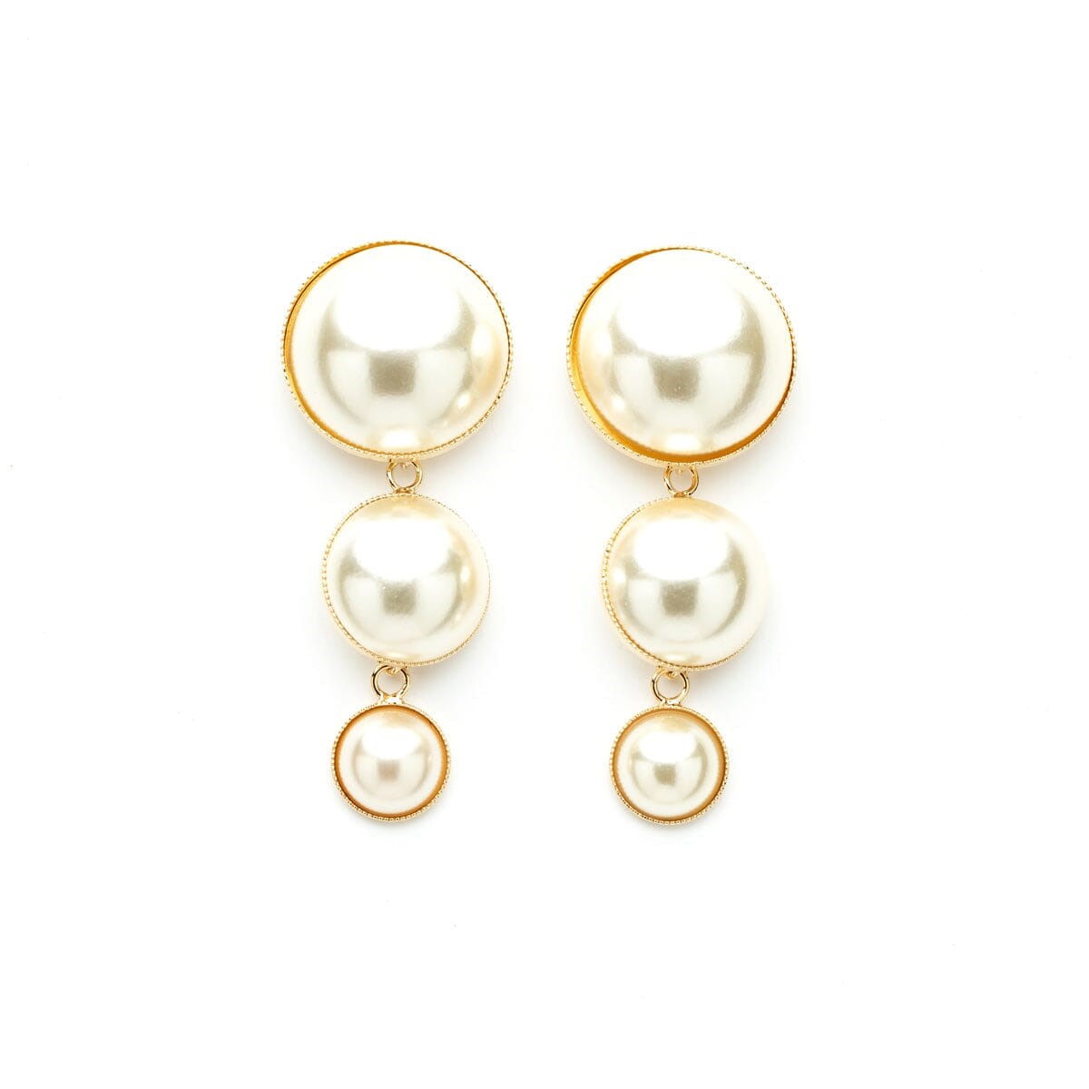 boucles d'oreilles puces pendantes perles doré à l'or fin - NÉLYA