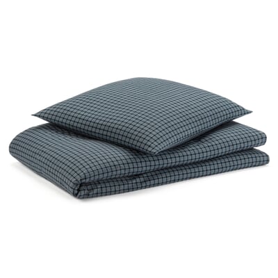 Bettbezug Flanell Webkaro, Blau, 155 × 220 cm