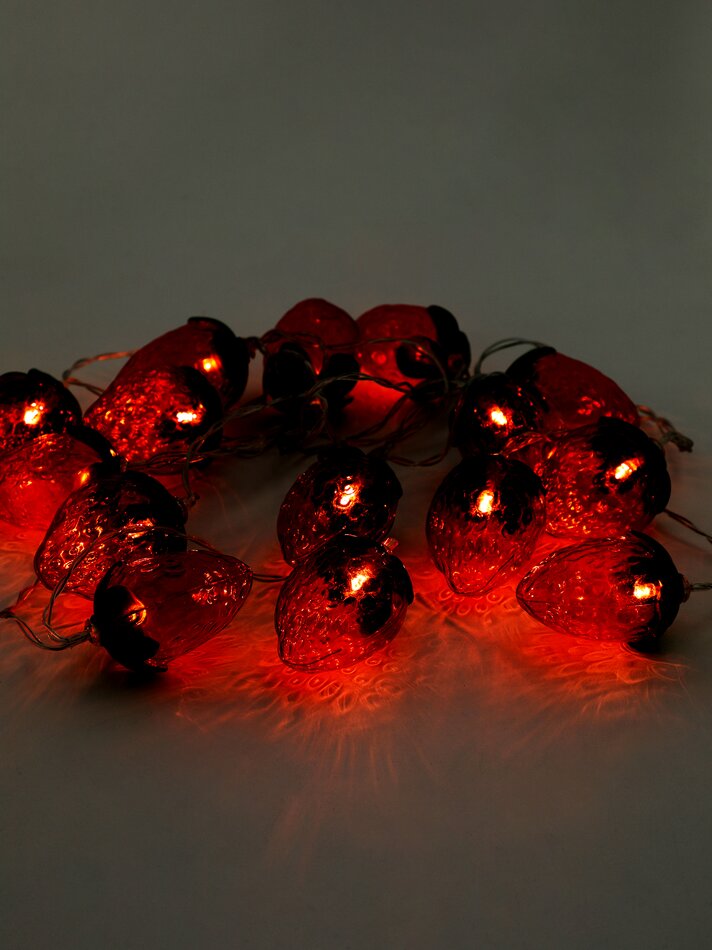 Luzes de LED em formato de morango com 15 LEDs - Vermelho
