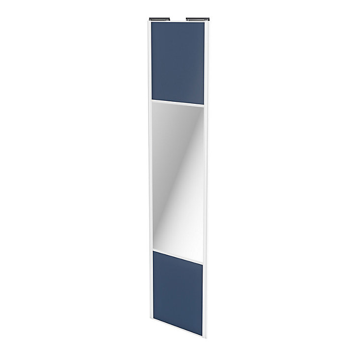 Porte de placard coulissante avec miroir bleu profil blanc GoodHome Arius H. 248,5 x L. 62.2 cm + amortisseurs