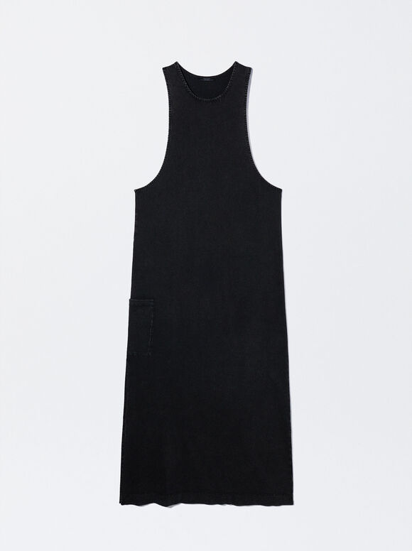 Vestido grande com bolsinha - Preto