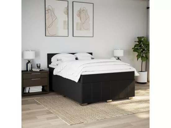Sommier à lattes de lit avec matelas Noir 160x200 cm Tissu