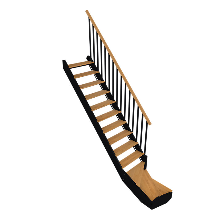 Escalier quart tournant gauche FORTIA chêne et aluminium noir Gagliano