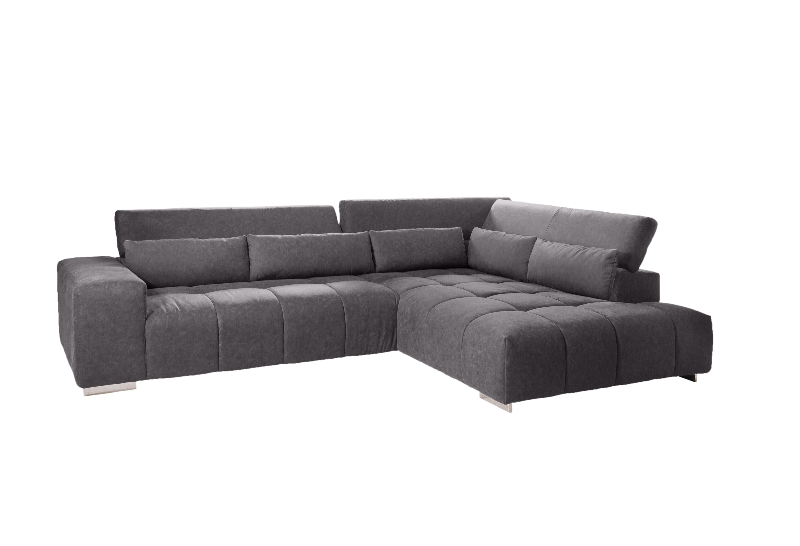 Ecksofa - dunkelgrau - Ottomane rechts
