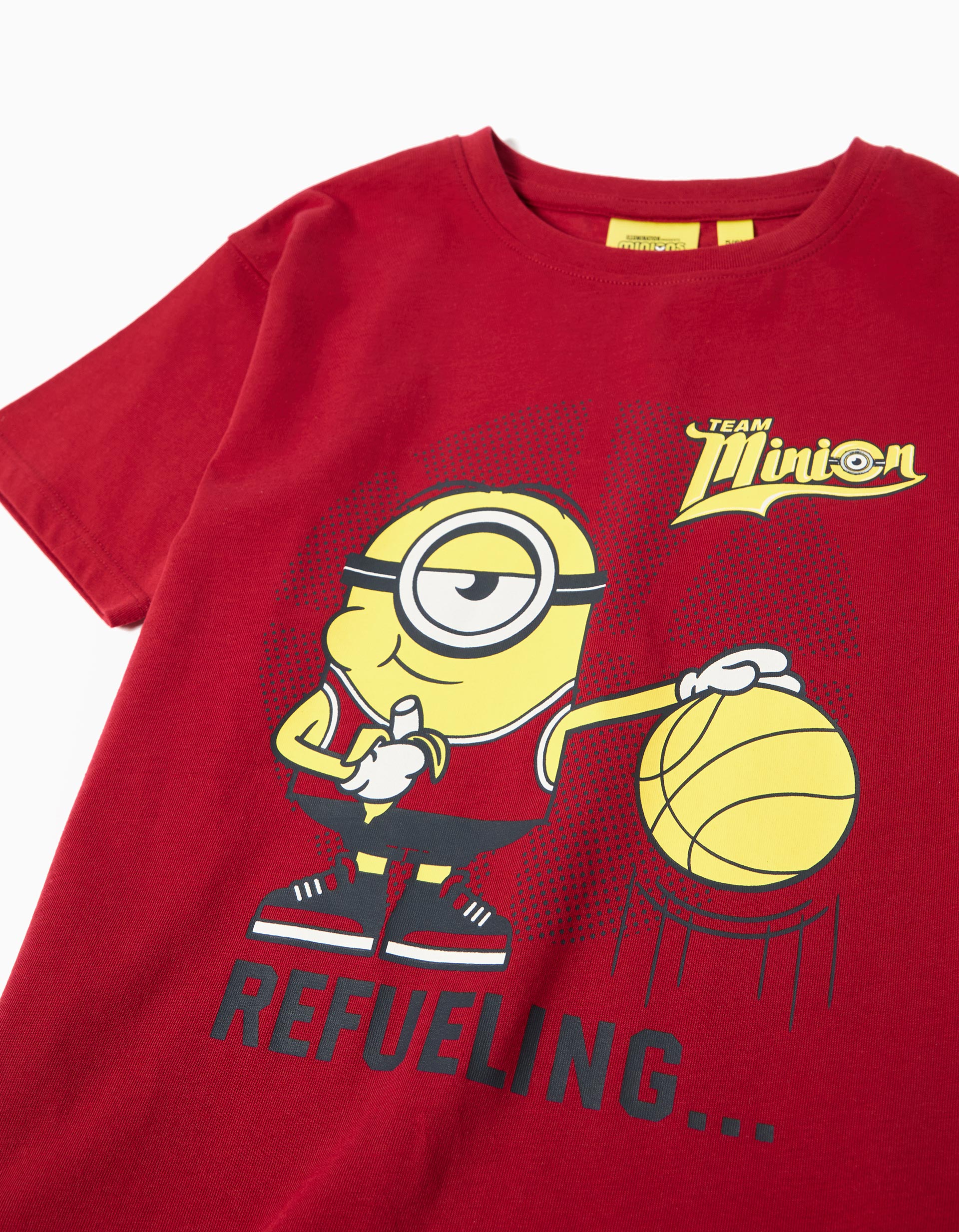 T-shirt 'Minions', Menino, Vermelho Escuro