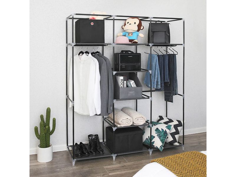 Songmics Regal 150 cm x 175 cm, Schwarz Stoffschrank