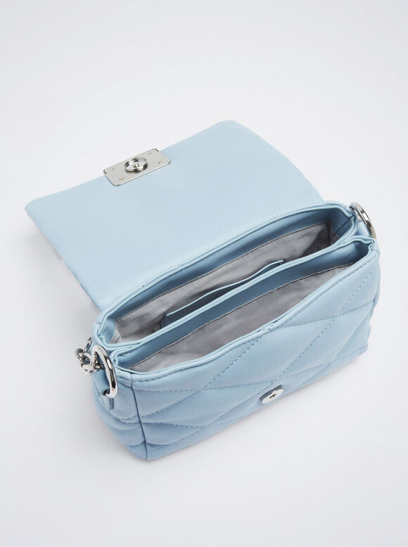 Bolsa acolchoada com corrente - Azul
