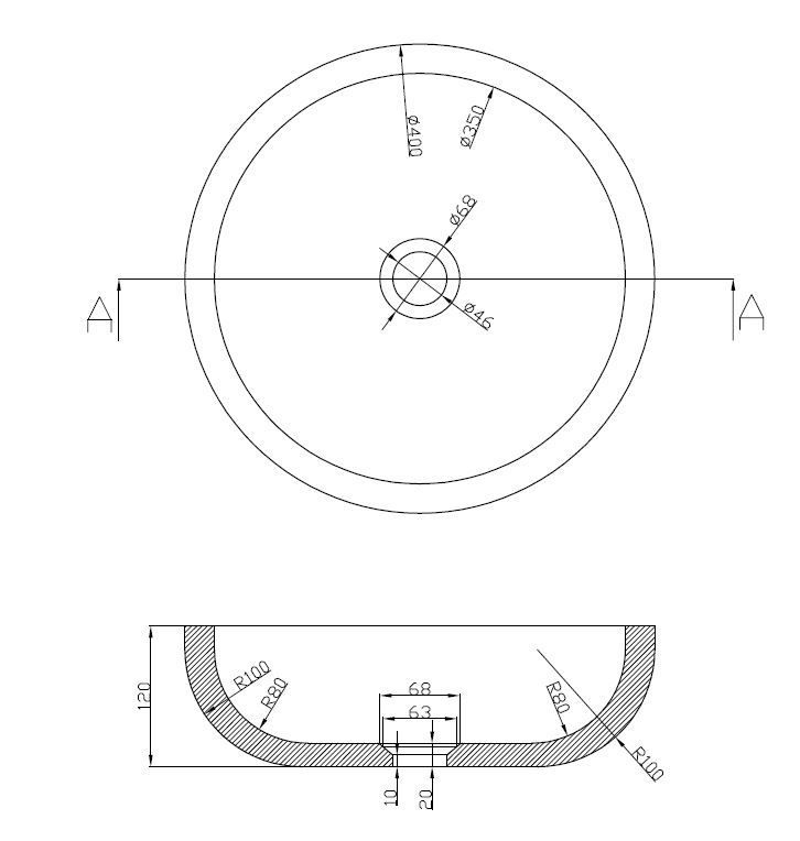 Mueller Round hardstenen wastafel 40x12cm waskom