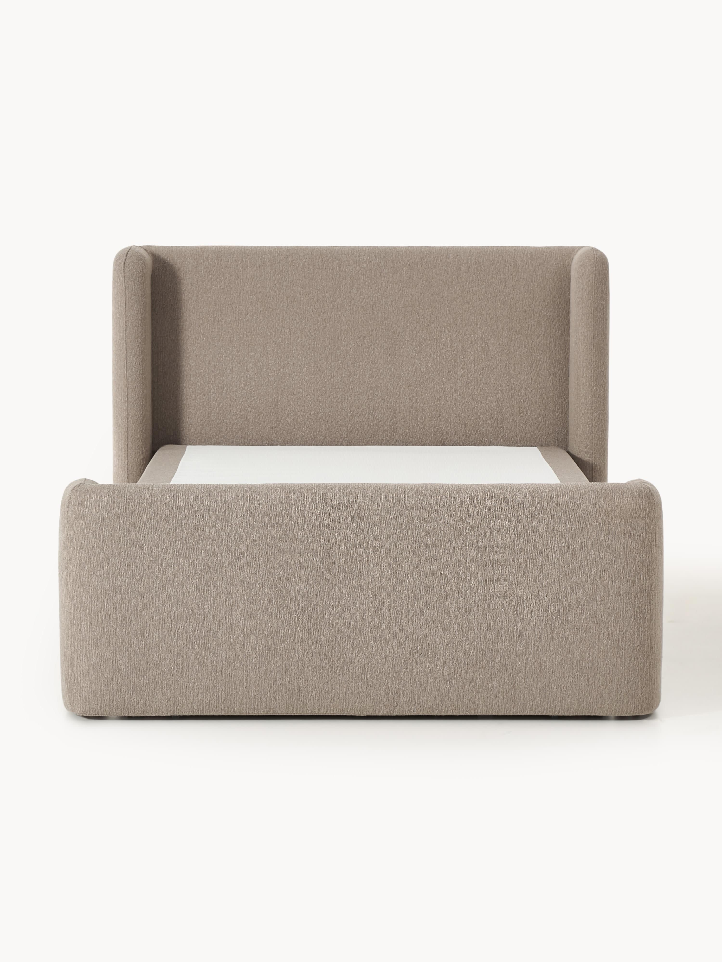 Bouclé boxspring bed Perla met opbergruimte