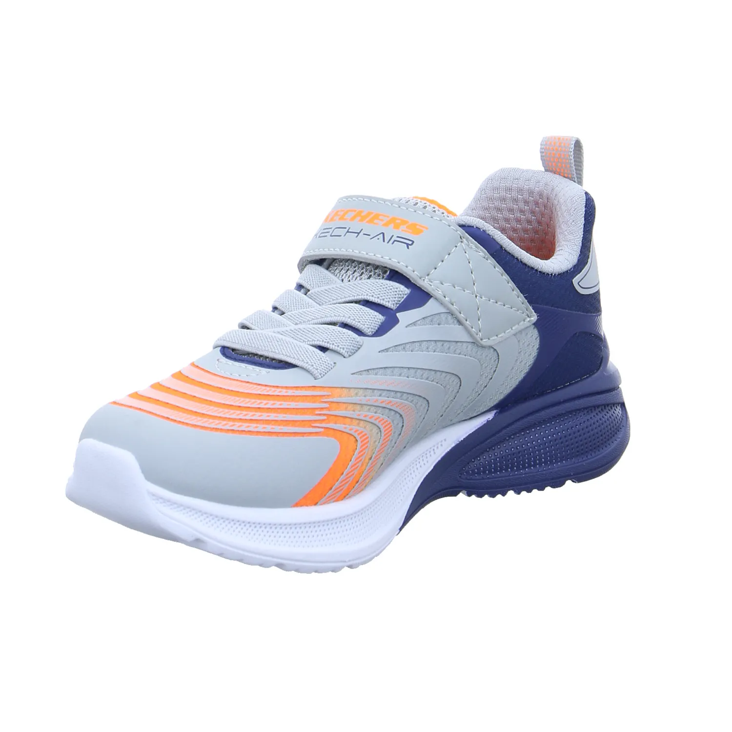 SKECHERS Jungen-Halbschuh Klett Hellgrau Lederimitat  Sneaker